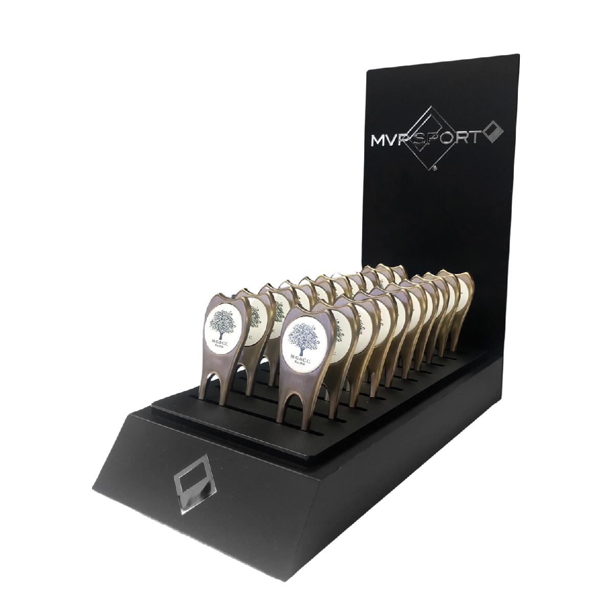 Sleek Divot Repair Tool with Club Rest Ball Marker - Printed Logo - With Display