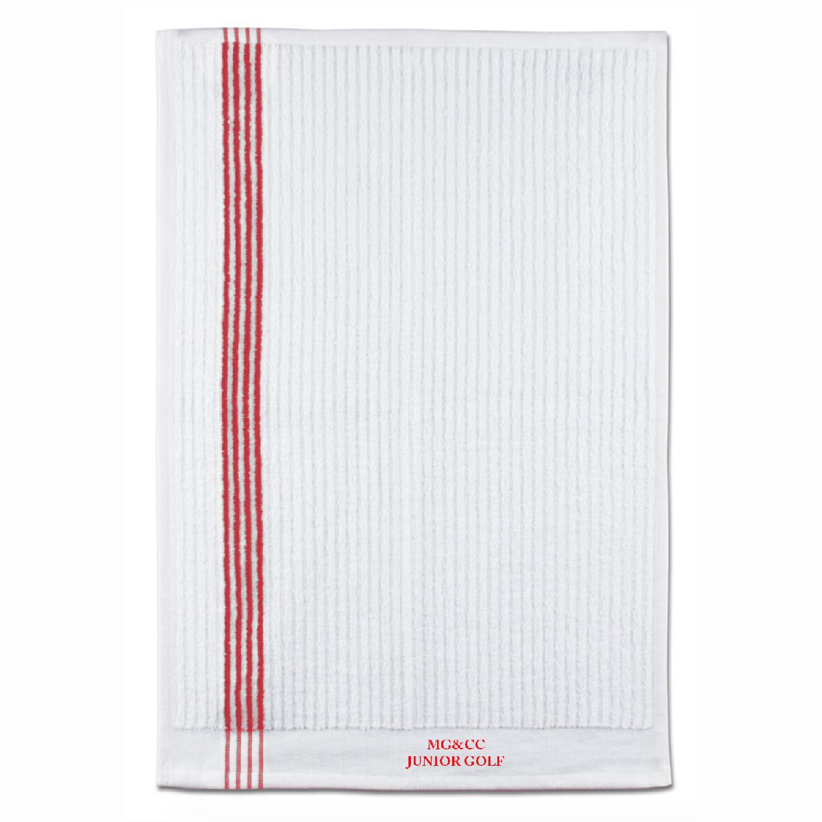 Junior Tour Caddy Golf Towel - White With Color Stripe - Embroidery