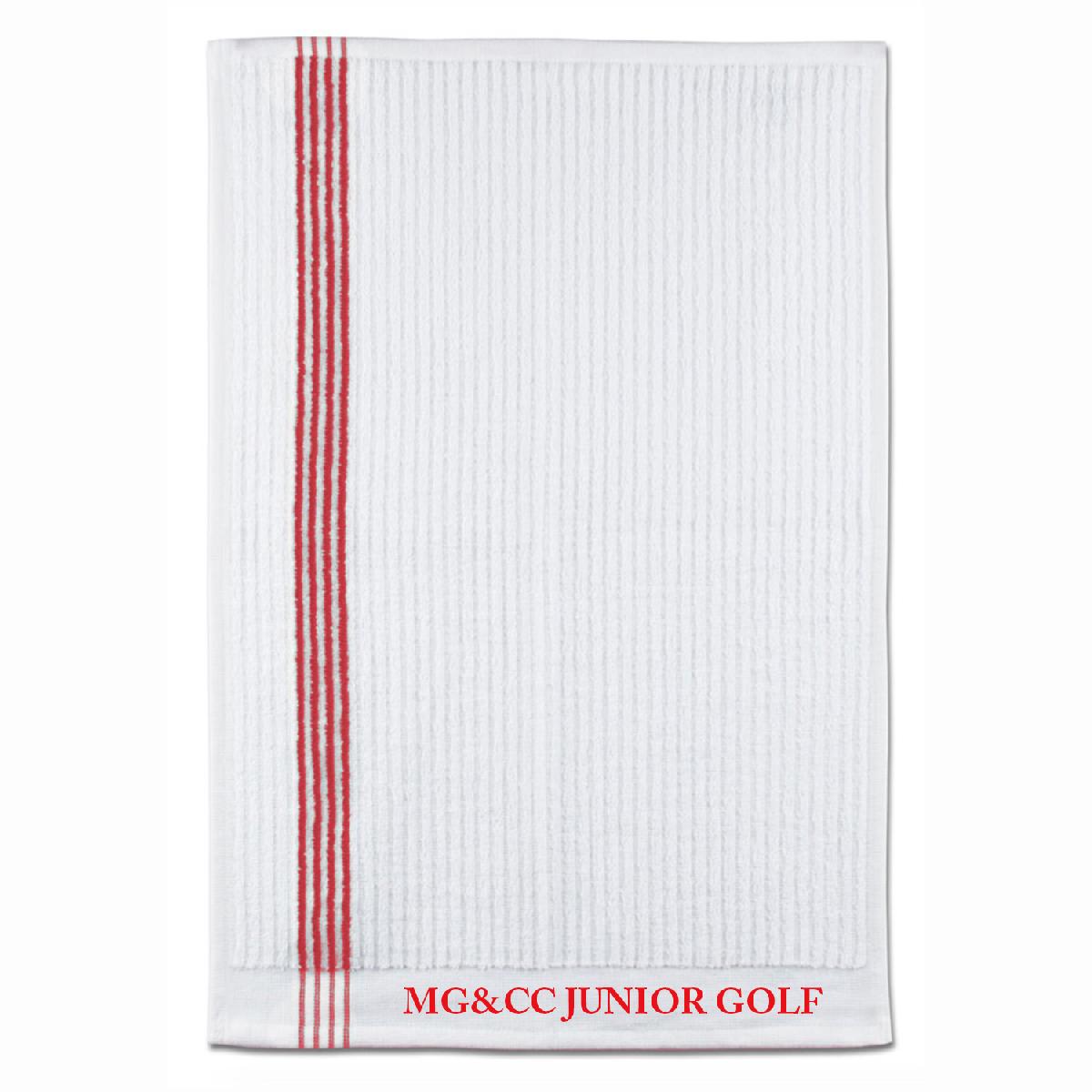 Junior Tour Caddy Golf Towel - White With Color Stripe - Screen Printed